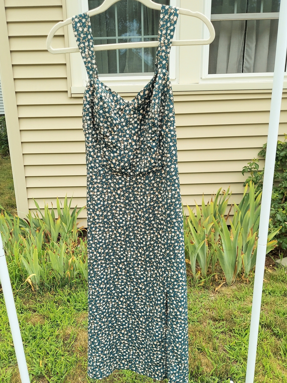 Lola Grace Vintage 90s Y2K Green Floral Midi Dress Women's Small Office Formal - Picture 12 of 12